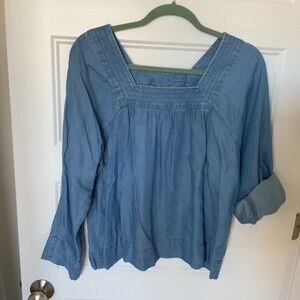 Denim square neck top